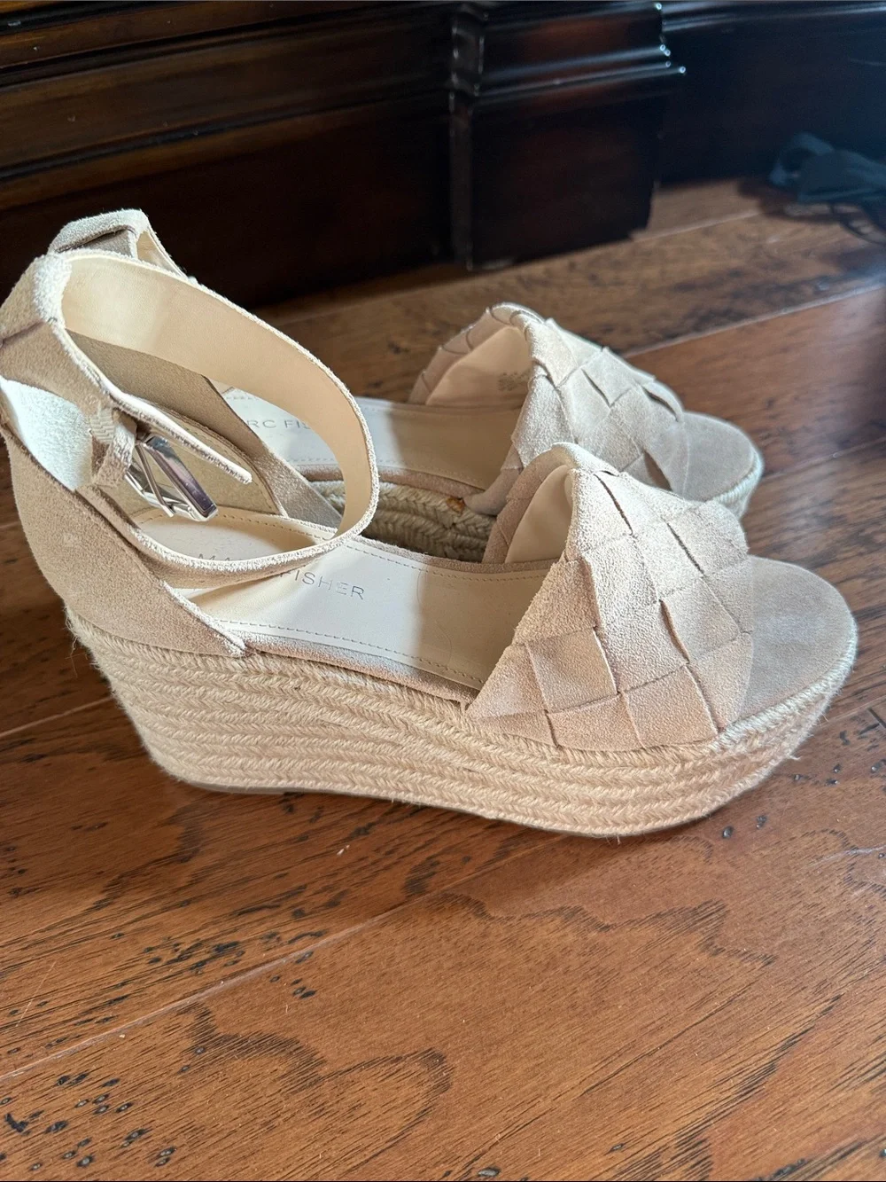 Marc Fisher Suede Woven Espadrille Wedge Sandals